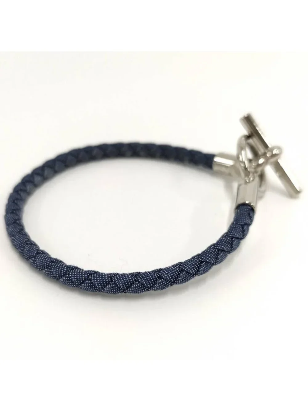 Hermes Glenan Bracelet Cotton Navy Silver